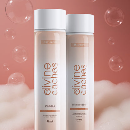 Kit Shampoo + Condicionador Divine Cachos – Limpeza Suave e Hidratação Nutritiva para Cada Curva do Seu Fio